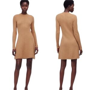 EUC Madewell Sz XS Sweater Mini Dress in Heather Camel $138 pilling fabric shave